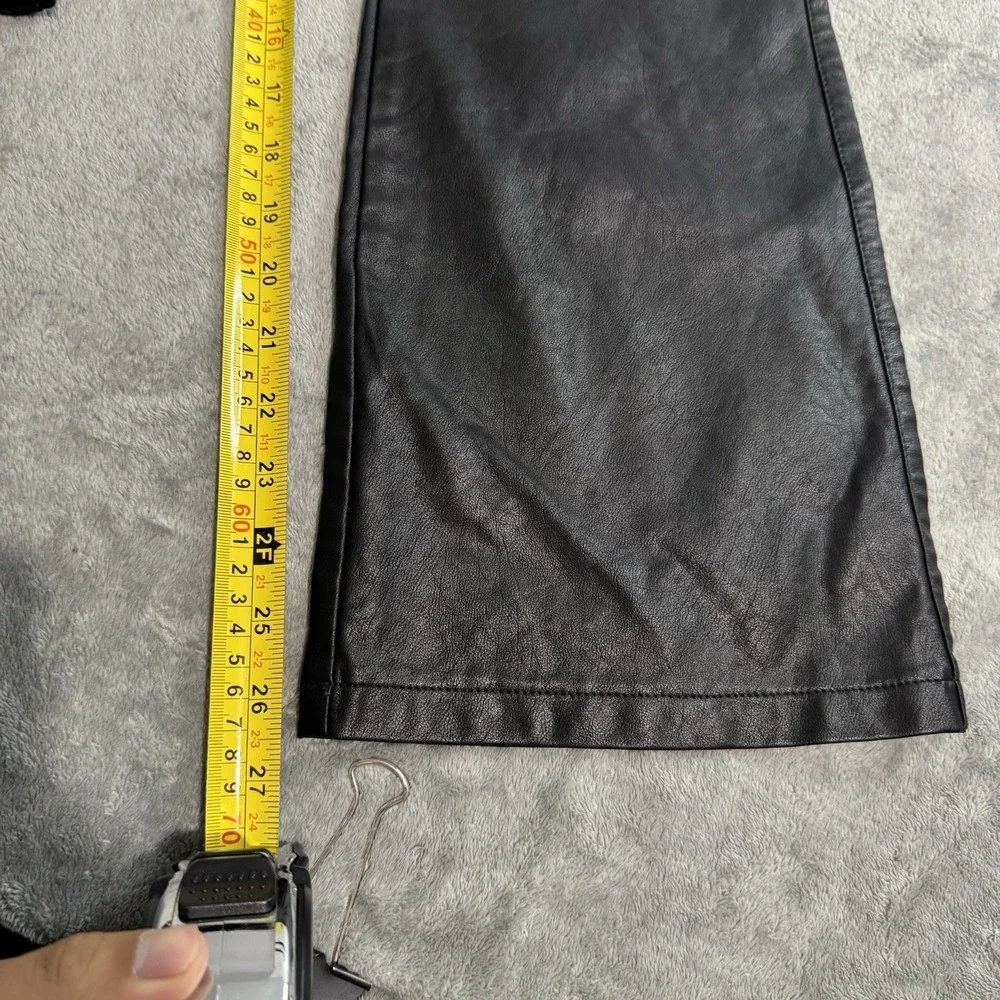 Free People Pants Womens 6 Black Faux Leather Flare Slim Boho Y2K Party Cocktail